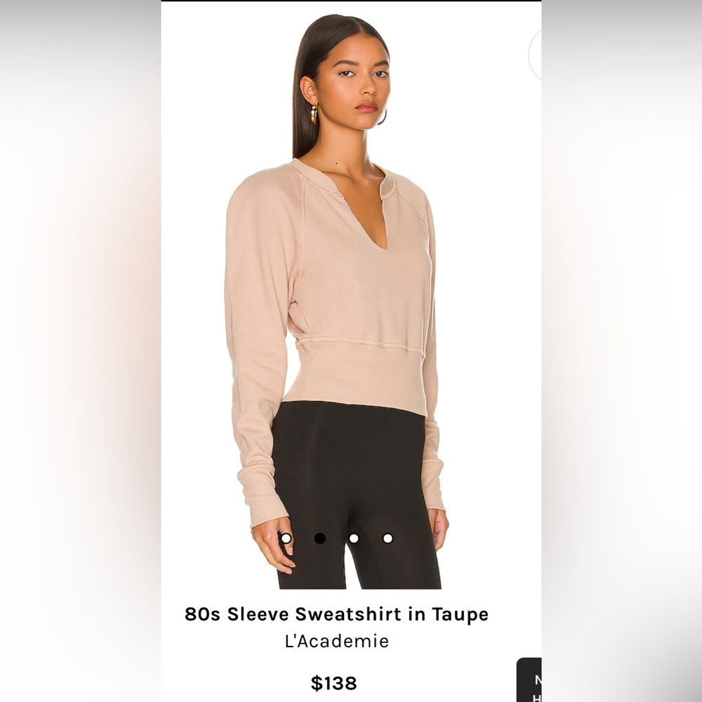 NWT L’Academie 80s sleeve sweatshirt in Taupe